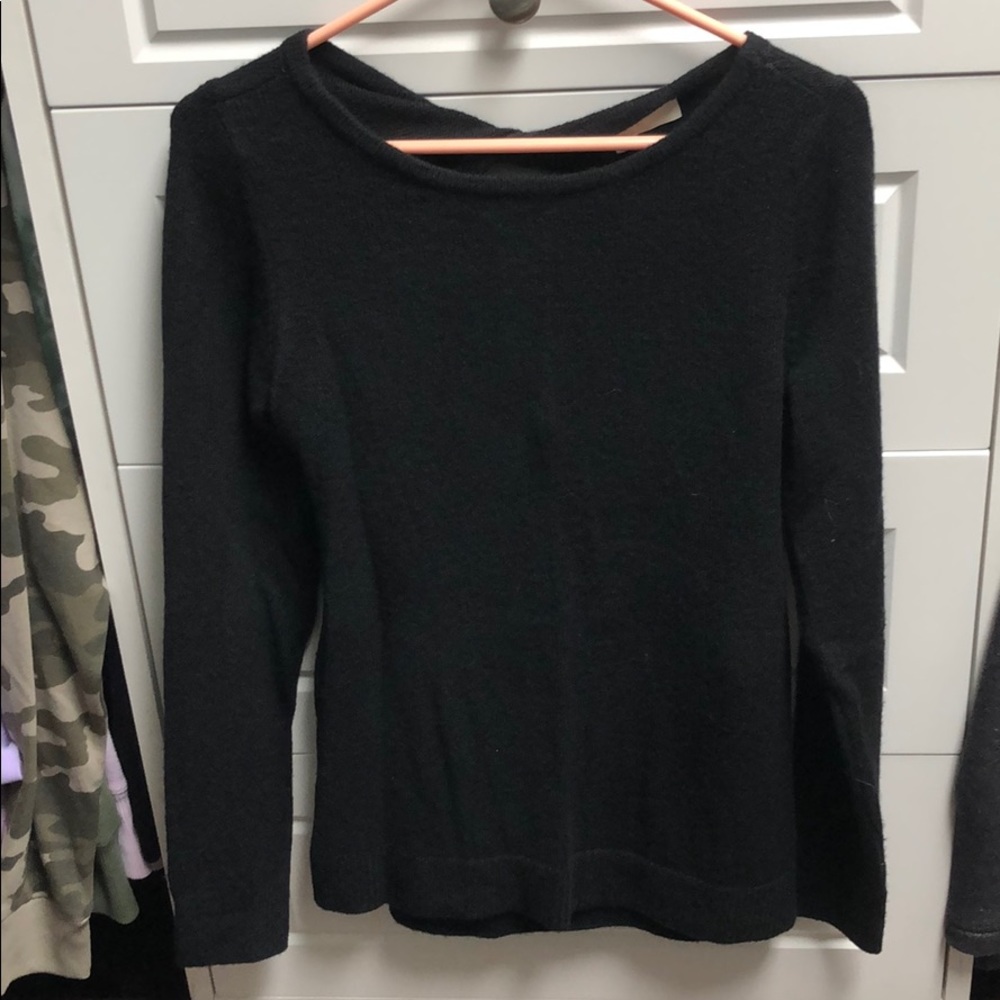 Loft black open back sweater, M, NWT.